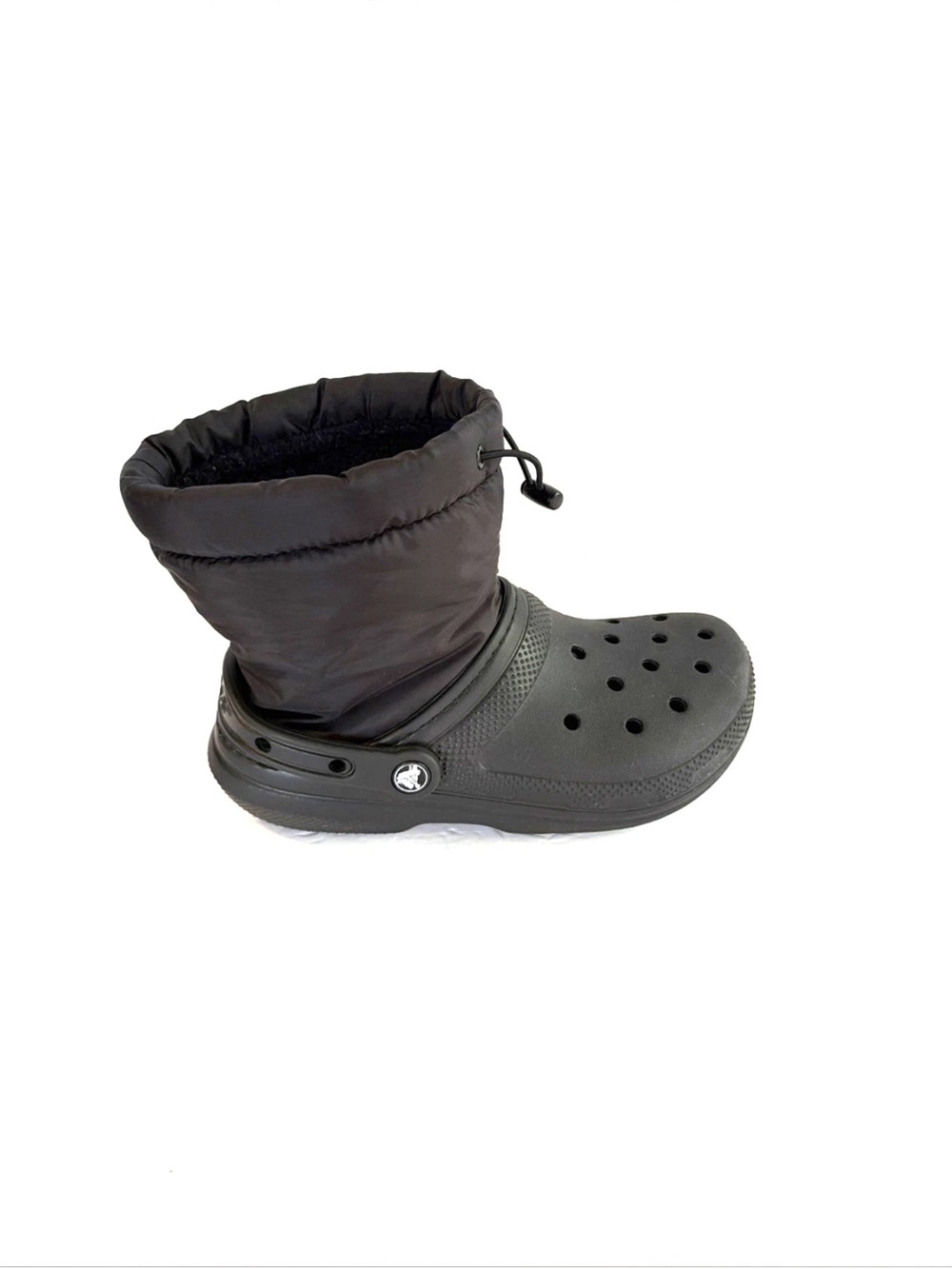 Crocs Classic Lined Neo Puff Black Boots Women Size 6 Fuzzy Inside